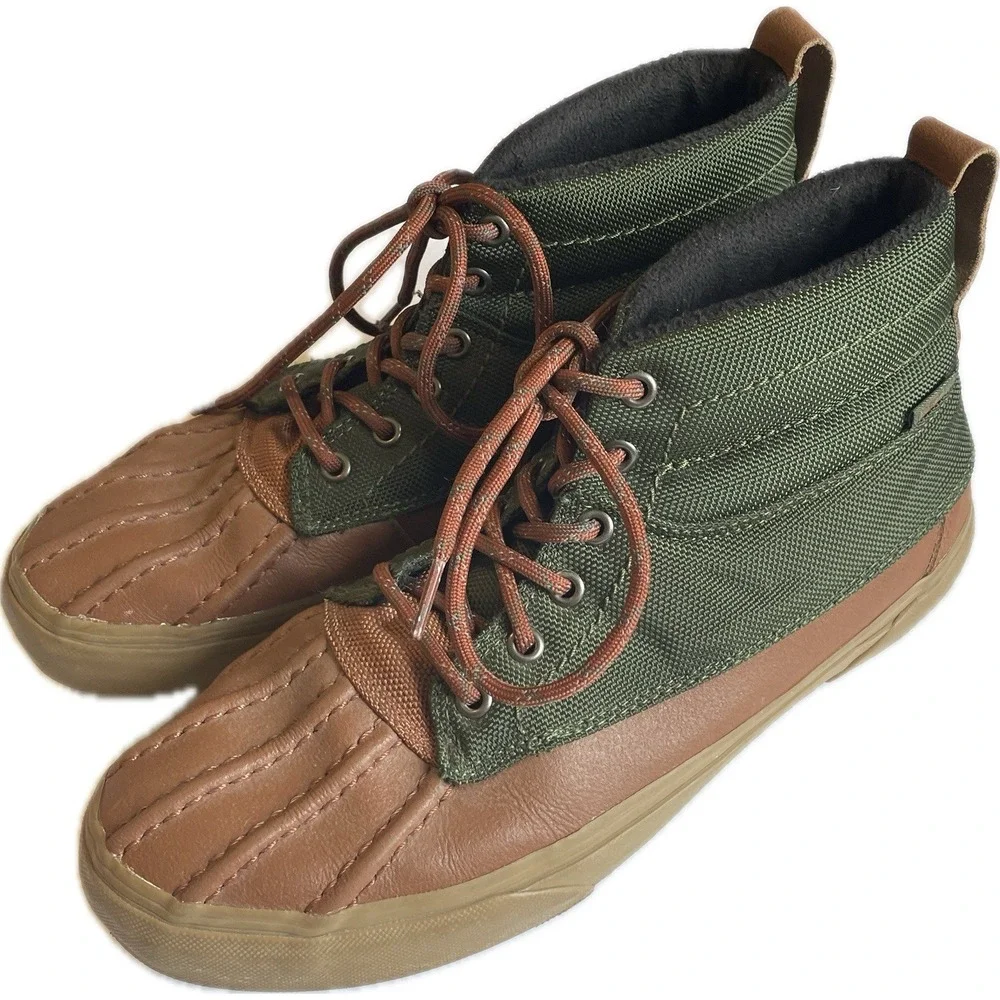 RARE Vans Sk8-Hi Del Pato MTE Waterproof Duck Boots Green Brown Mens Size 10 EUC